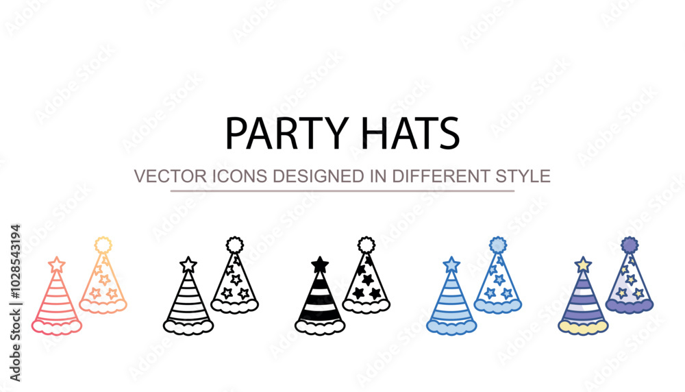 Party Hats icon design with white background stock illustration Party Hats icon design with white background stock illustration