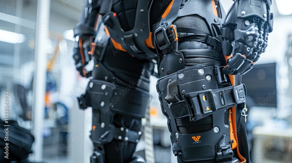 Advanced Robotic Exoskeleton Demonstrating Cutting-Edge AI Technology and Innovative Design Elements Advanced Robotic Exoskeleton Demonstrating Cutting-Edge AI Technology and Innovative Design Elements