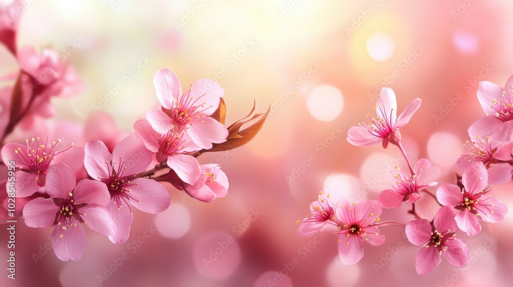 A serene image of blooming pink flowers against a soft, dreamy background. A serene image of blooming pink flowers against a soft, dreamy background.