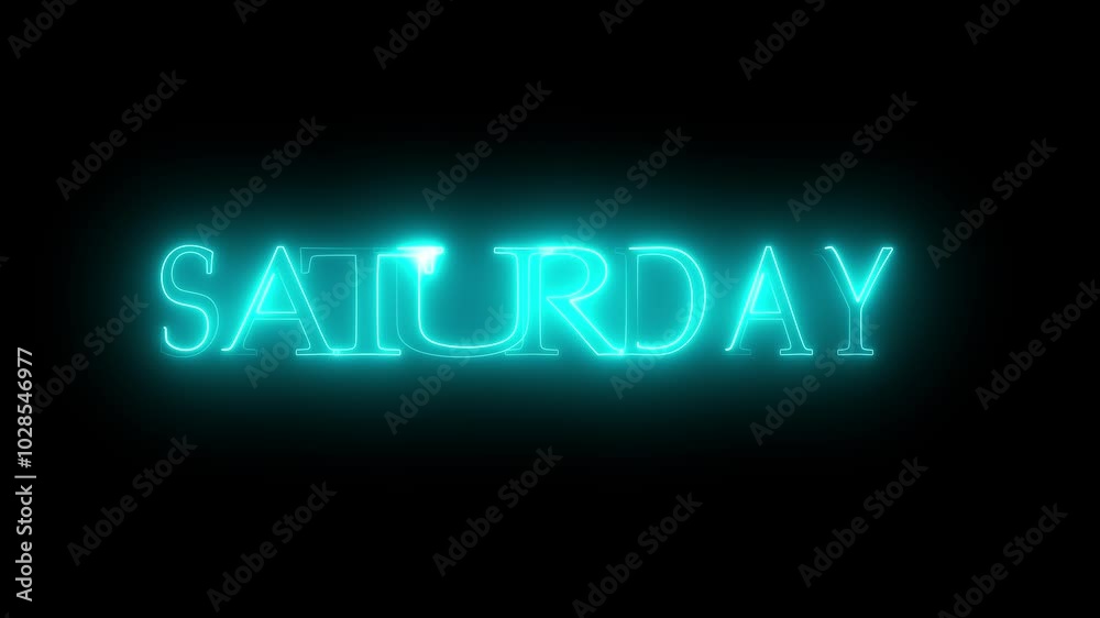 saturday word written with black background. Week series -saturday and retro lettering animation saturday word written with black background. Week series -saturday and retro lettering animation