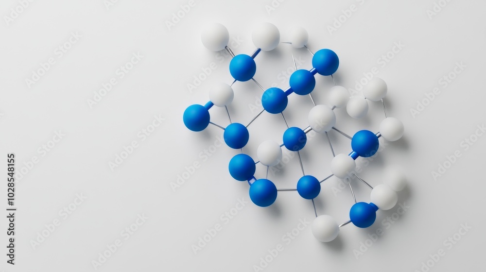 Minimalist geometric magnesium molecules with clean white background and blue accents Minimalist geometric magnesium molecules with clean white background and blue accents
