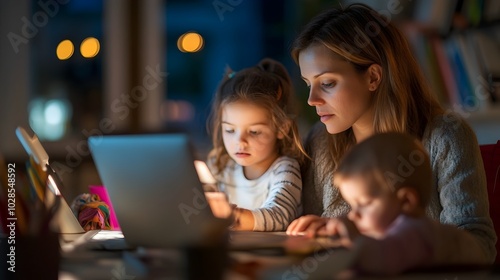 Hardworking Mother Balancing Side Business and Childcare at Home