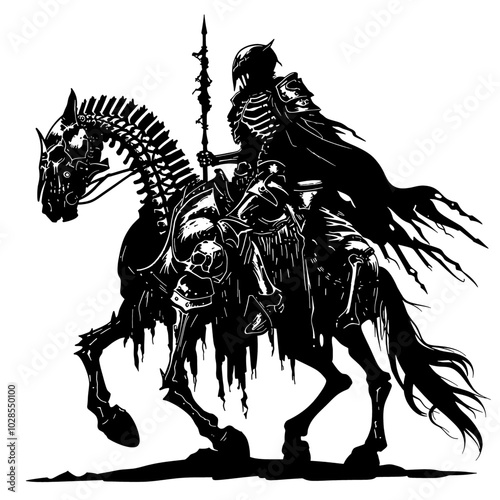 Death Knight – This Captivating Artwork Embodies the Essence of Dark Fantasy and Power. Perfect for Gaming Illustrations, Book Covers, or Merchandise, it Invokes an Air of Mystery and Intrigue