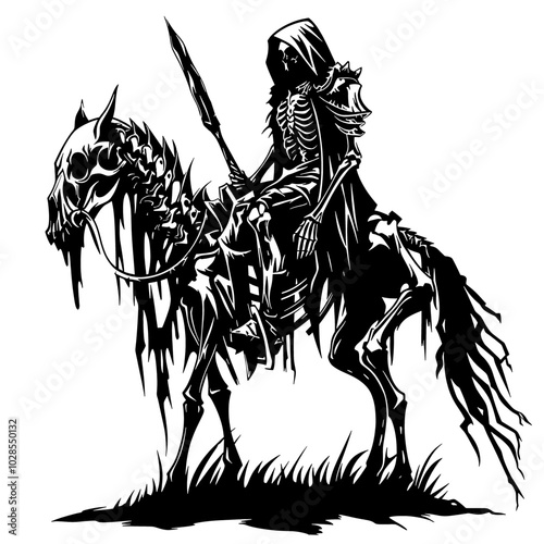 Death Knight – This Captivating Artwork Embodies the Essence of Dark Fantasy and Power. Perfect for Gaming Illustrations, Book Covers, or Merchandise, it Invokes an Air of Mystery and Intrigue
