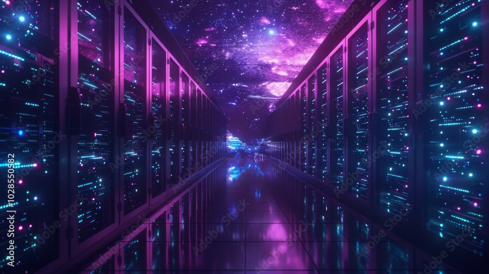 Fototapeta premium Exascale Supercomputer Simulating the Universe Environment