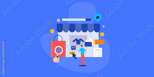 AI chatbot guiding consumer for product selection from online ecommerce shopping store, checkout and digital payment processing, conceptual vector illustration.