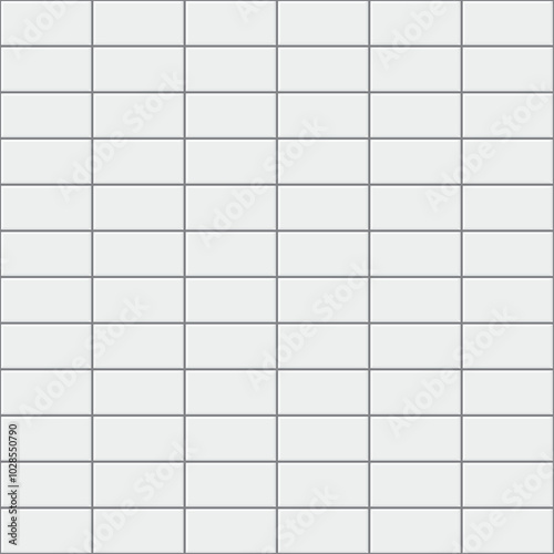 White subway tiles seamless background. Metro brick horizontal pattern for kitchen, bathroom or outdoor architecture vector illustration. Glossy interior design tiled material.