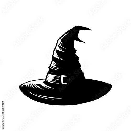 Halloween witch hat silhouette isolated flat design