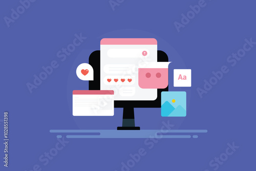AI driven chatbot application managing website traffic and user query, innovative technology e-business solution, vector illustration concept.