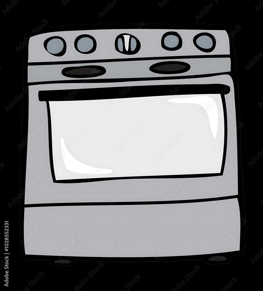 Pumpkin and kitchen items illustration with pumpkin pie, oven, and utensils