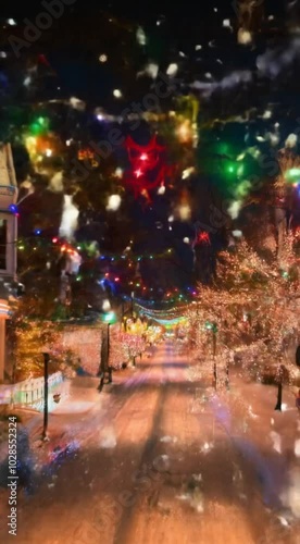 Wallpaper Mural Bright Christmas Tree Lights in the City: Festive Holiday Decorations and Night Street Scenes with Bokeh and Traffic Torontodigital.ca