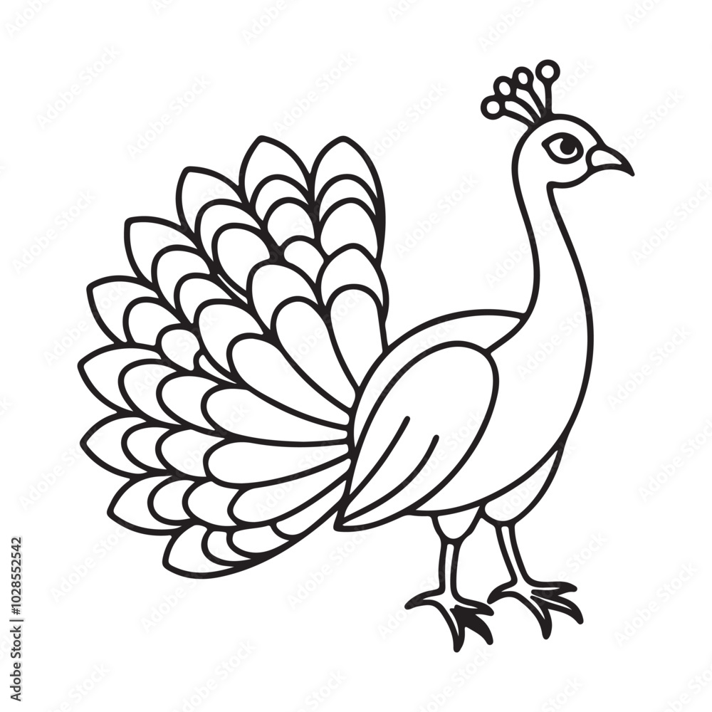 vector silhouette image of apeacock on a white background
