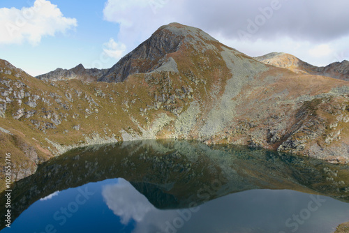 Mount Corno Stella and lake Lago Moro, Orobie, Italy photo