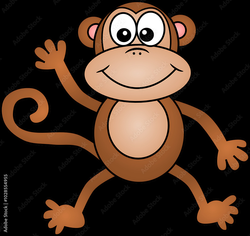 Obraz premium Black and white and colored animals illustration including koala, monkey, alligator, giraffe