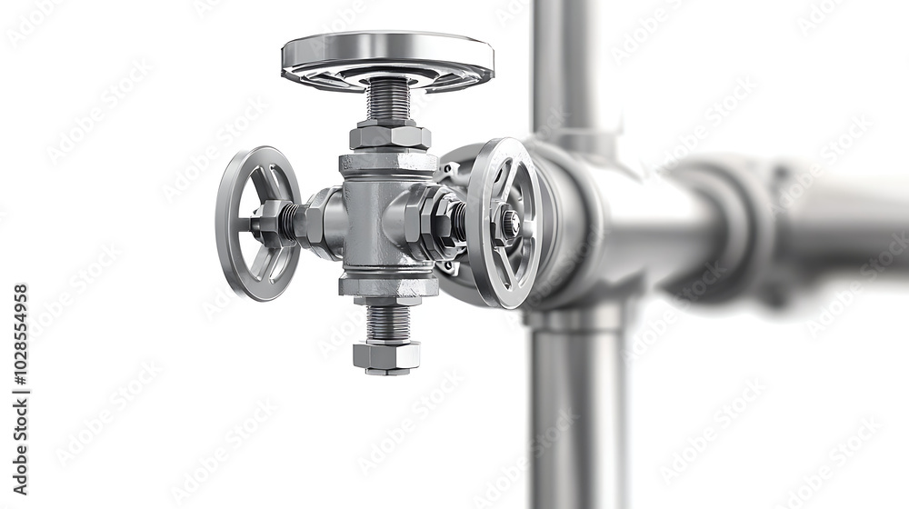 Modern hand-operated stop valve isolated on white background Modern hand-operated stop valve isolated on white background