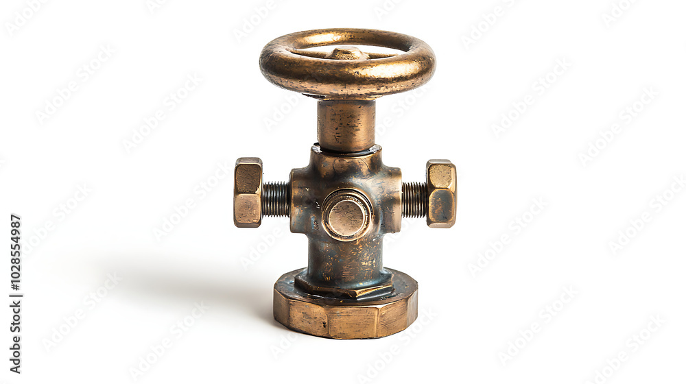 Modern hand-operated stop valve isolated on white background Modern hand-operated stop valve isolated on white background