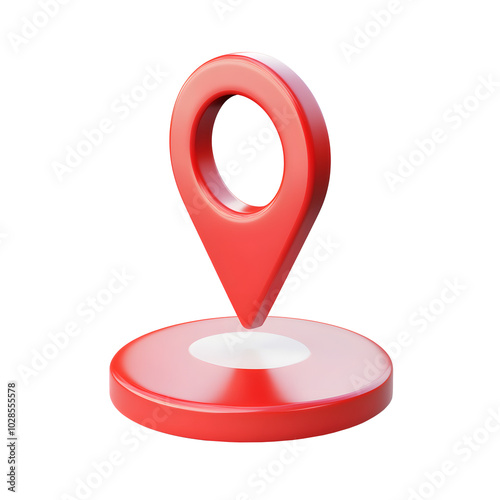 3D a location Icon cartoon style on white and transparent background.