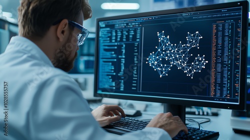 Insilico drug modeling on a computer screen photo