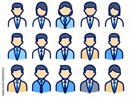 Minimalist Biz: Line Art Avatar Icons