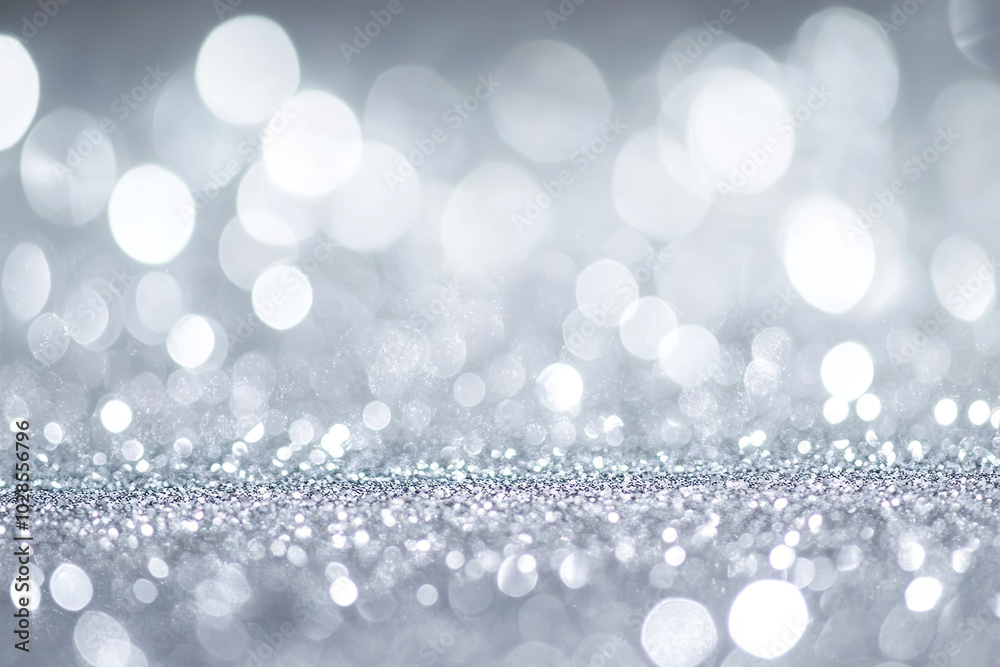 Elegant Silver Glitter with a Soft, Out-of-Focus Background Elegant Silver Glitter with a Soft, Out-of-Focus Background