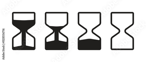 A set of hourglass icons with different levels of sand: full, empty, partially filled.
