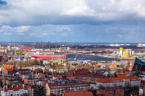 City of Gdansk gingerbread houses roofs view from the building overview photos