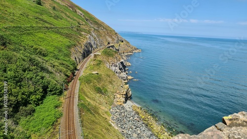 Bray DART train with scenic coastal views