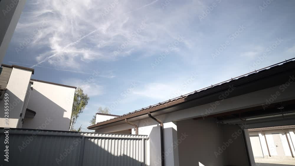 A Serene Urban Landscape is Beautifully Caressed by a Clear Sky with Uninterrupted Blue Above A Serene Urban Landscape is Beautifully Caressed by a Clear Sky with Uninterrupted Blue Above