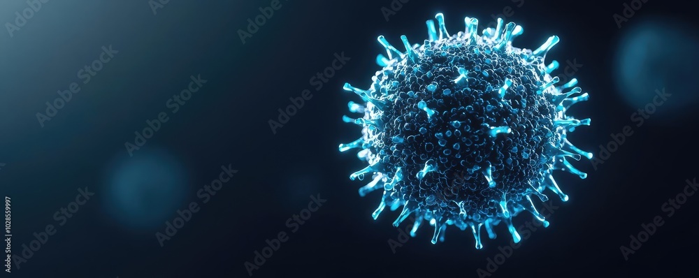 3D model of a virus particle on a dark background. 3D model of a virus particle on a dark background.