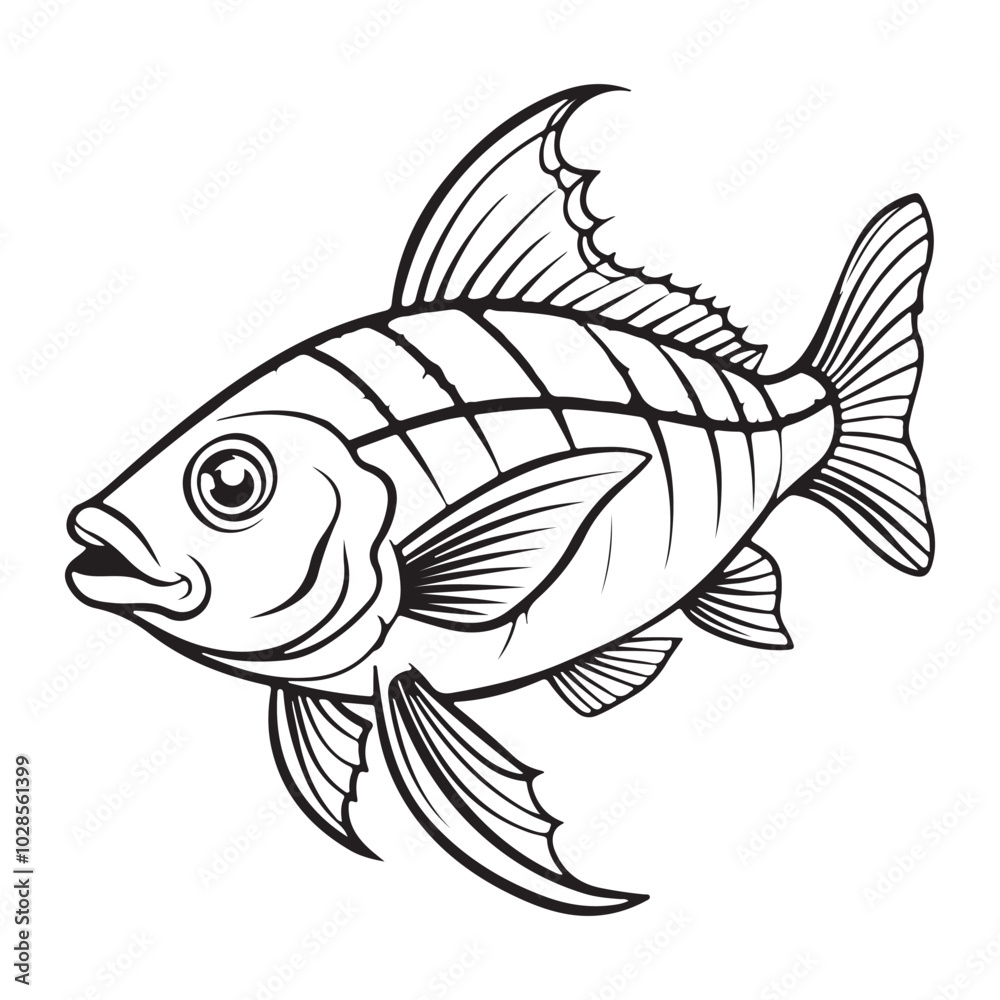 vector silhouette image of a fish on a white background
