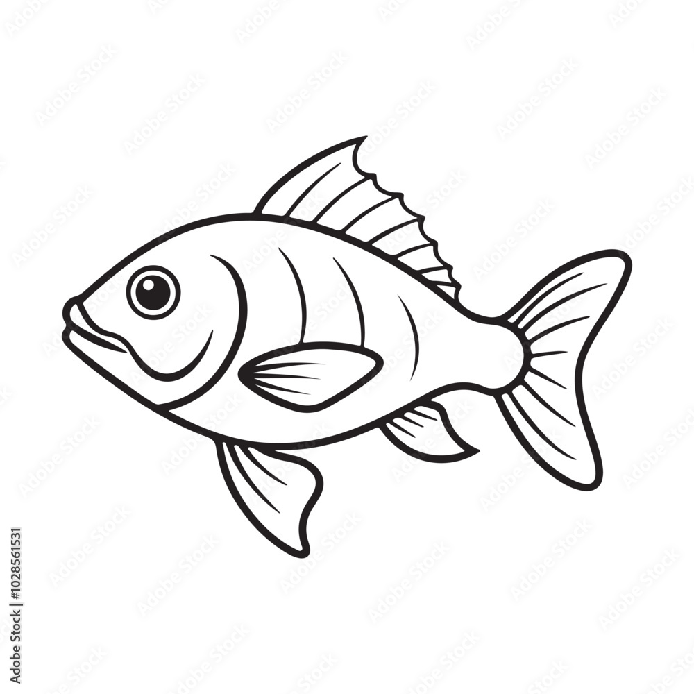 Fototapeta premium vector silhouette image of a fish on a white background 