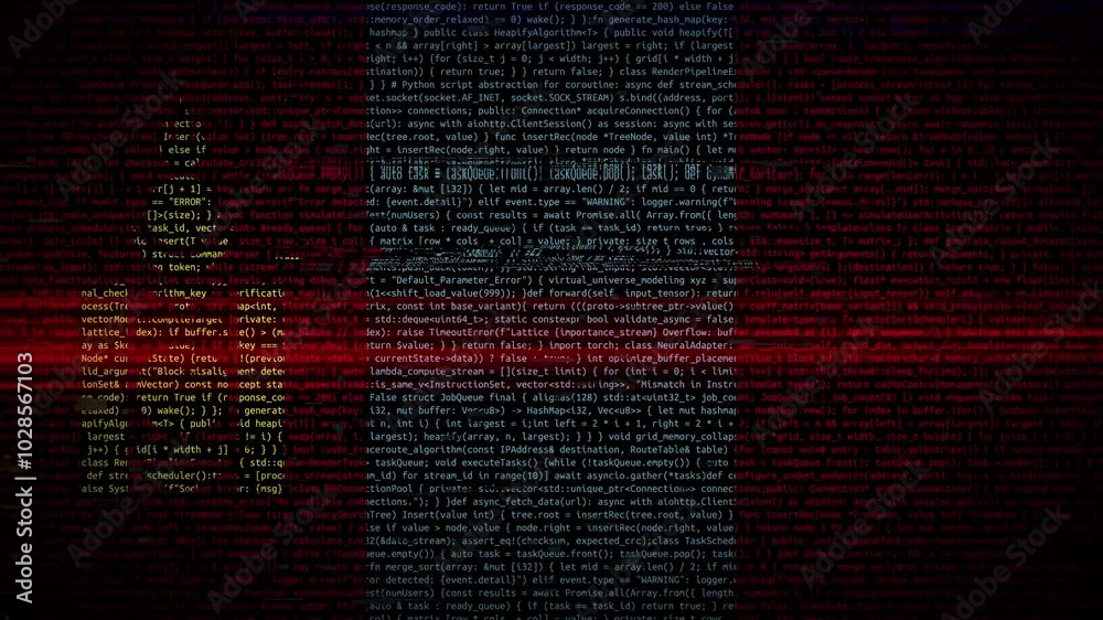 Binary code on flag of Mongolia. Program source code or Hacker concept on Mongolian flag. Mongolia digital technology security, hacking or programming