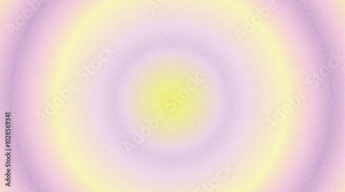 Abstract grain background with radial gradient of pastel yellow and purple for dreamy, ethereal, feminine design concept