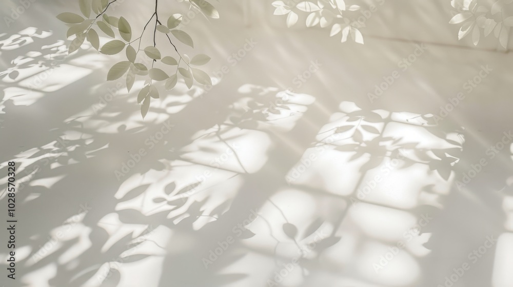 Fototapeta premium Soft Leaf Shadows on White Background