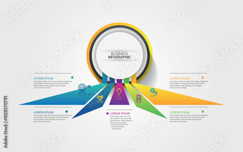 Presentation of business infographic template colourful with five step or options