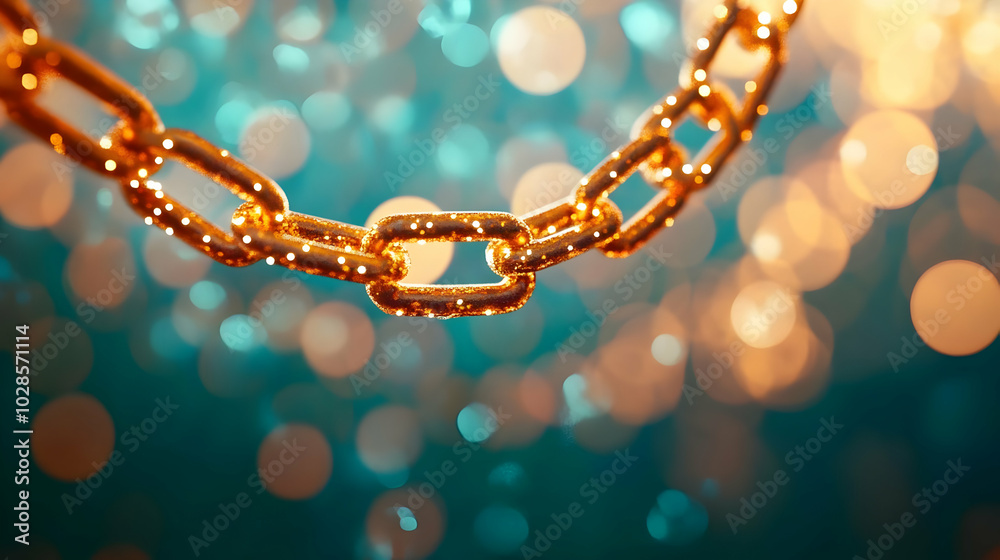 Golden Chain with Blurred Background in 3D Render Golden Chain with Blurred Background in 3D Render