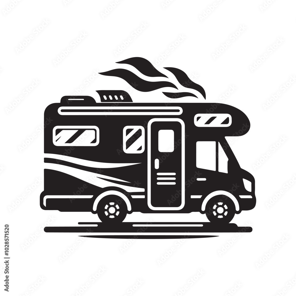 Motorhome Silhouette Vector Illustrations for Graphic Design Projects Motorhome Silhouette Vector Illustrations for Graphic Design Projects