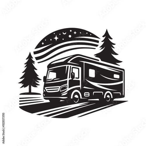 Motorhome Silhouette Vector Illustrations for Graphic Design Projects
