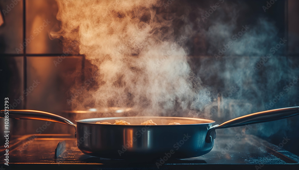 A cooking concept featuring a pan, ready for homemade culinary delights A cooking concept featuring a pan, ready for homemade culinary delights