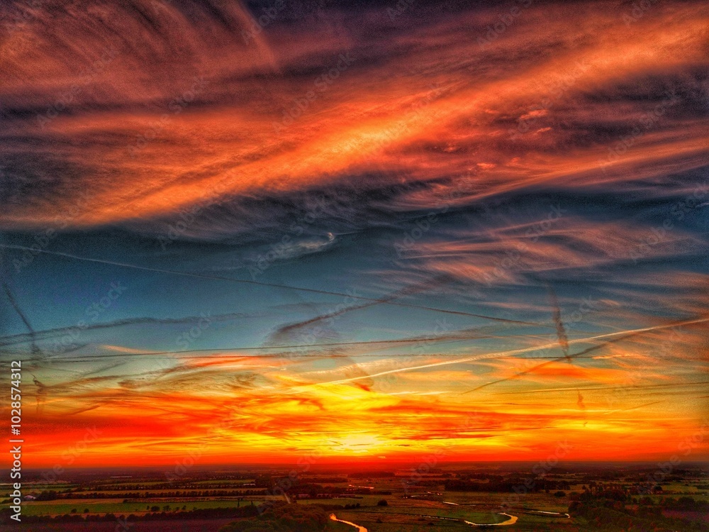 Stunning sunset landscape with vibrant and rich sky colors.