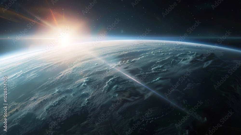 Fototapeta premium Solar Power Transmission from Space to Earth