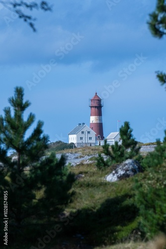 Scenic lighthouse view with blue sky