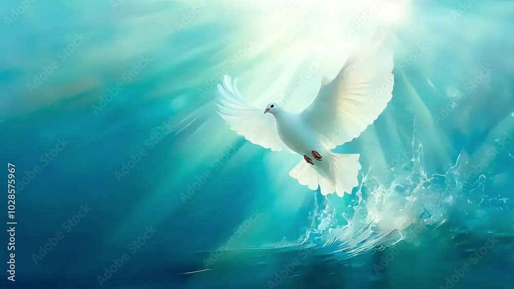 A pigeon flies over the water