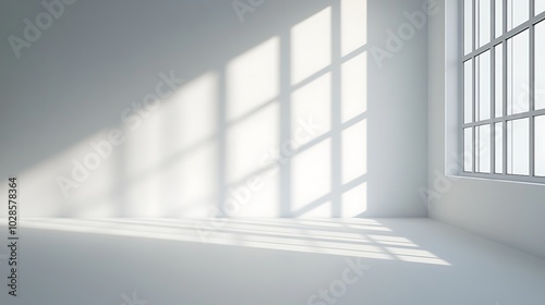 Clean blank space with light shadows on a white surface