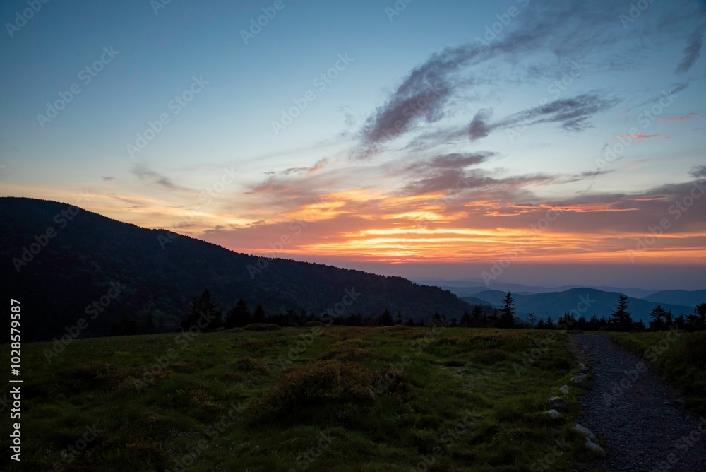 Scenic view of a mountain landscape at a beautiful sunset Scenic view of a mountain landscape at a beautiful sunset