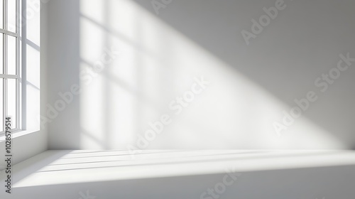 Empty space on clean white background with soft shadows
