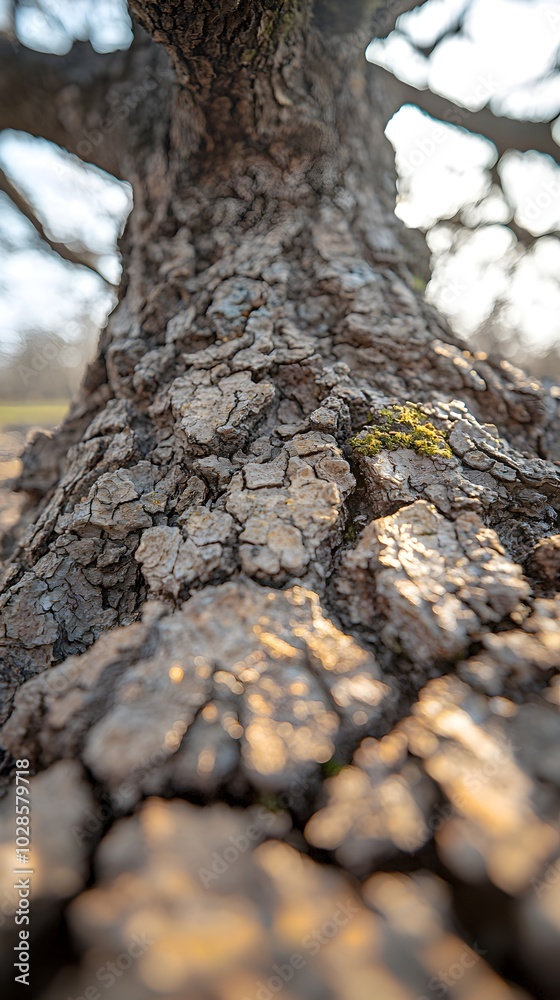 Close-up of the textured bark of a tree, revealing its intricate patterns and the passage of time. Close-up of the textured bark of a tree, revealing its intricate patterns and the passage of time.