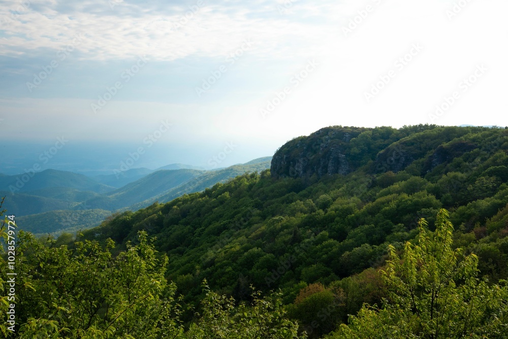 Scenic view of a mountain landscape at a beautiful sunset Scenic view of a mountain landscape at a beautiful sunset