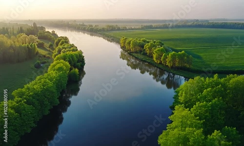 Aerial View of Serene River