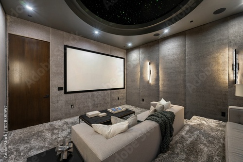 Foto Modern home theater room with ambient lighting